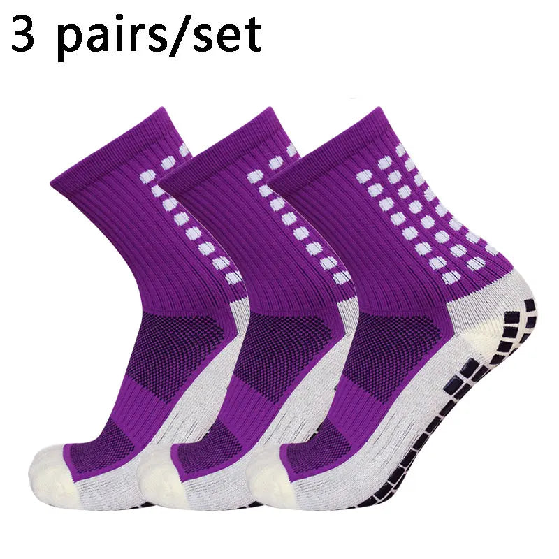 3 pairs of anti-skid classic sports socks with adhesive points, football socks Professional football training competition sports