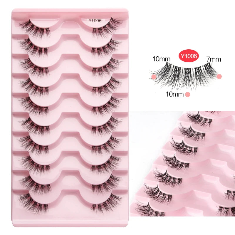 SHIDISHANGPIN 10 Pairs Half Eyelashes Natural New Faux Mink Cat Eye Lash