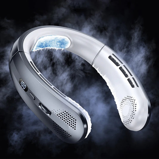 3000mAh Hanging Neck Fan Portable Bladeless Mini USB Rechargeable Mute LED Digital Display Electric Fan