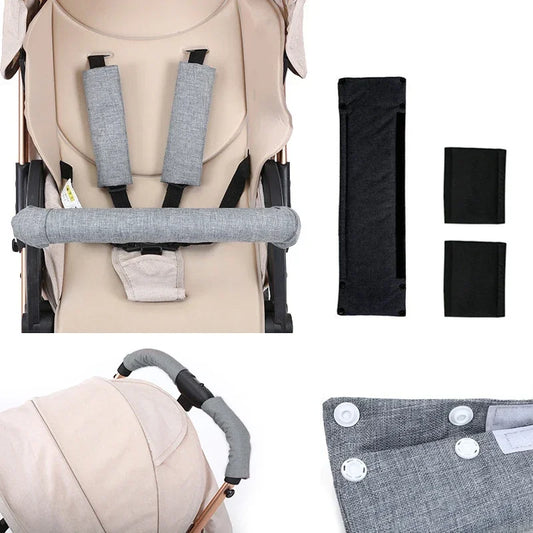 Cotton Gauze Stroller Armrest Cover Baby Safety Guardrail Seat Belt Shoulder Protector Accessory for 0-6 Years Old