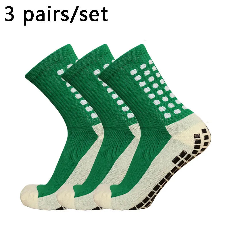3 pairs of anti-skid classic sports socks with adhesive points, football socks Professional football training competition sports