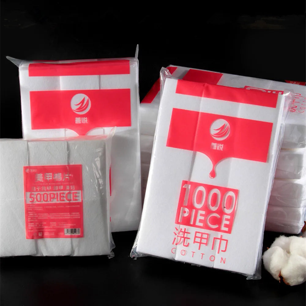 100% Cotton Lint-Free Nail Wipes for Gel Polish Removal (1000/500/100 Pcs)