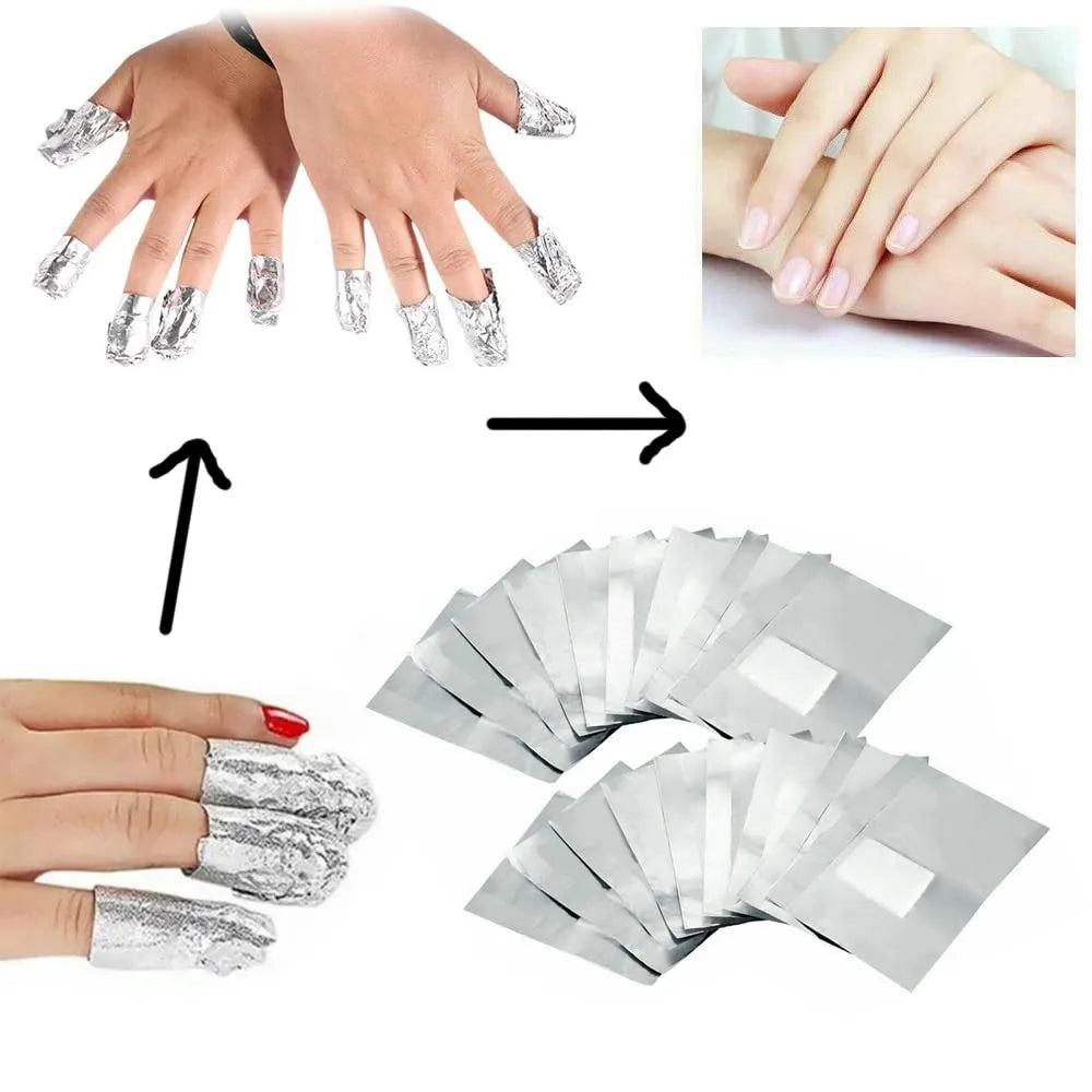 100PCS Gel Nail Polish Remover Foil Wraps with Cotton Pad