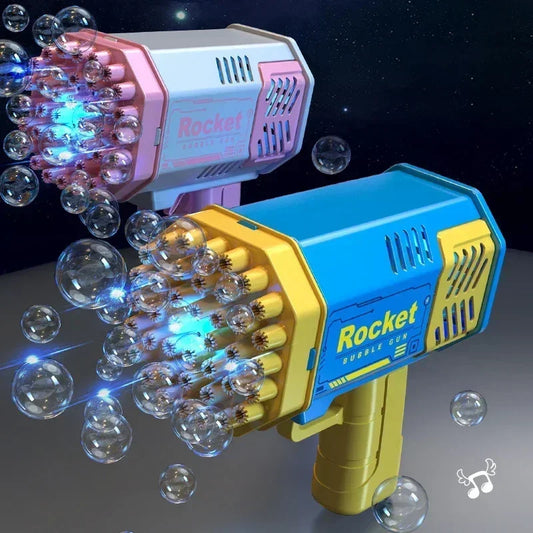 New 40 Hole Handheld Fully Automatic Space Light Bubble Machine Electric Children's Toys Without Battery