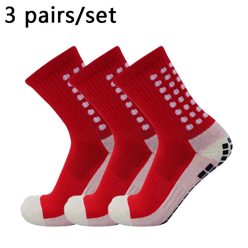 3 pairs of anti-skid classic sports socks with adhesive points, football socks Professional football training competition sports