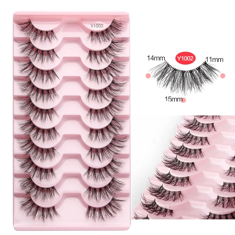 SHIDISHANGPIN 10 Pairs Half Eyelashes Natural New Faux Mink Cat Eye Lash