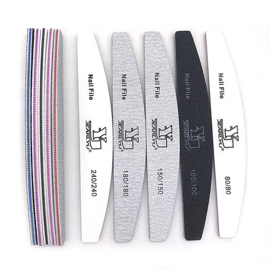 5Pcs/Lot Nail File Set - Mix Color Limas with 80/100/150/180/240 Grit for Manicure & Pedicure