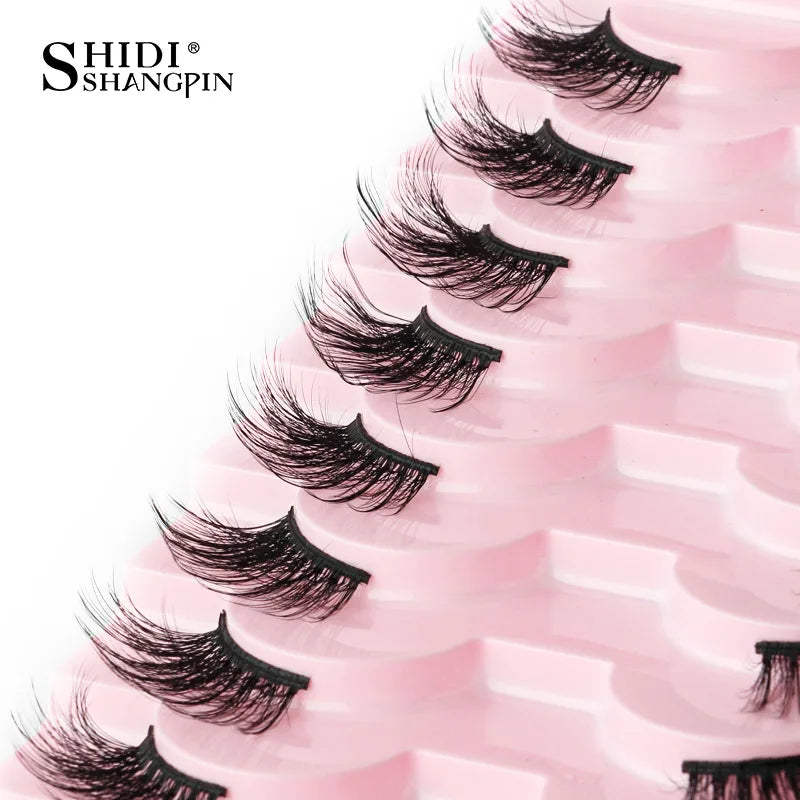 SHIDISHANGPIN 10 Pairs Half Eyelashes Natural New Faux Mink Cat Eye Lash