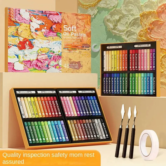 A Set Non-toxic Student Graffiti Stick Super Soft Heavy Color Oil Painting Stick Set To Draw.