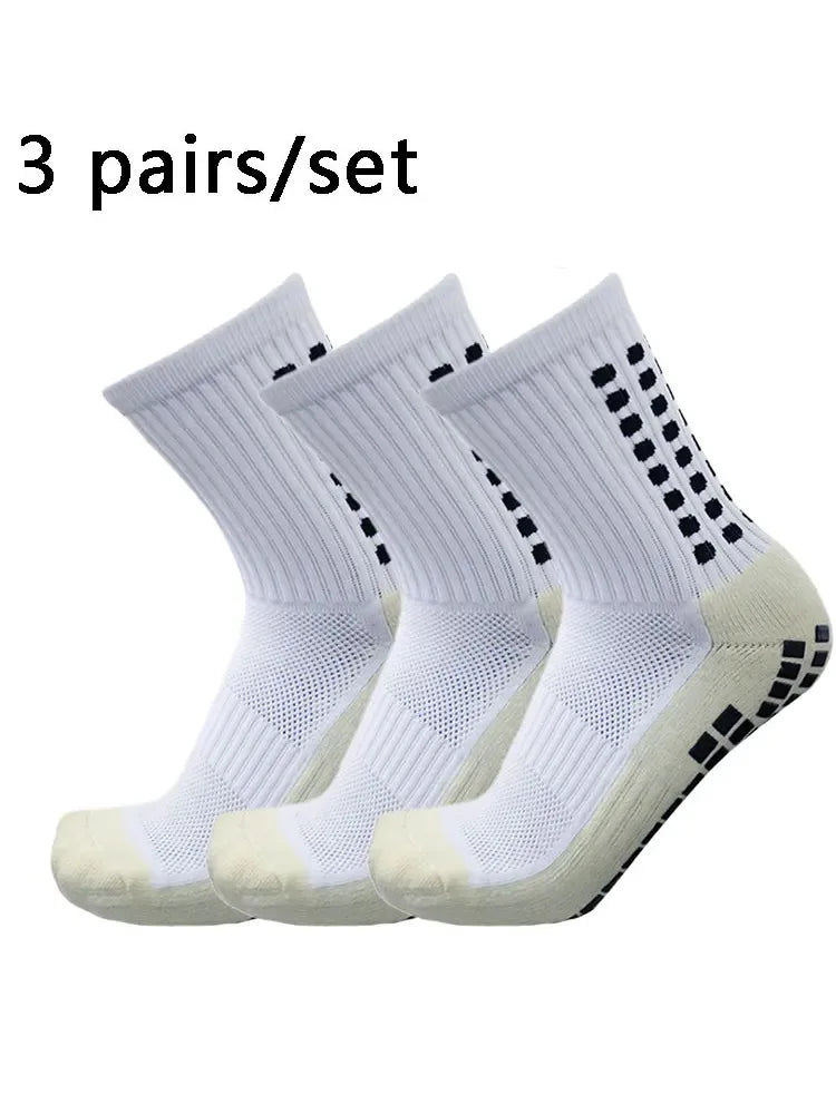 3 pairs of anti-skid classic sports socks with adhesive points, football socks Professional football training competition sports