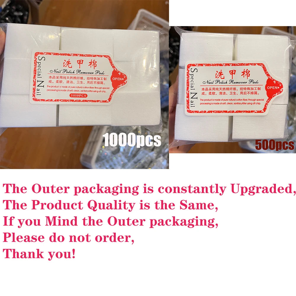100% Cotton Lint-Free Nail Wipes for Gel Polish Removal (1000/500/100 Pcs)
