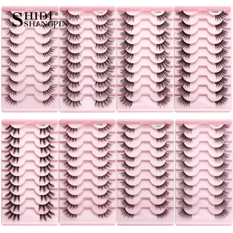 SHIDISHANGPIN 10 Pairs Half Eyelashes Natural New Faux Mink Cat Eye Lash