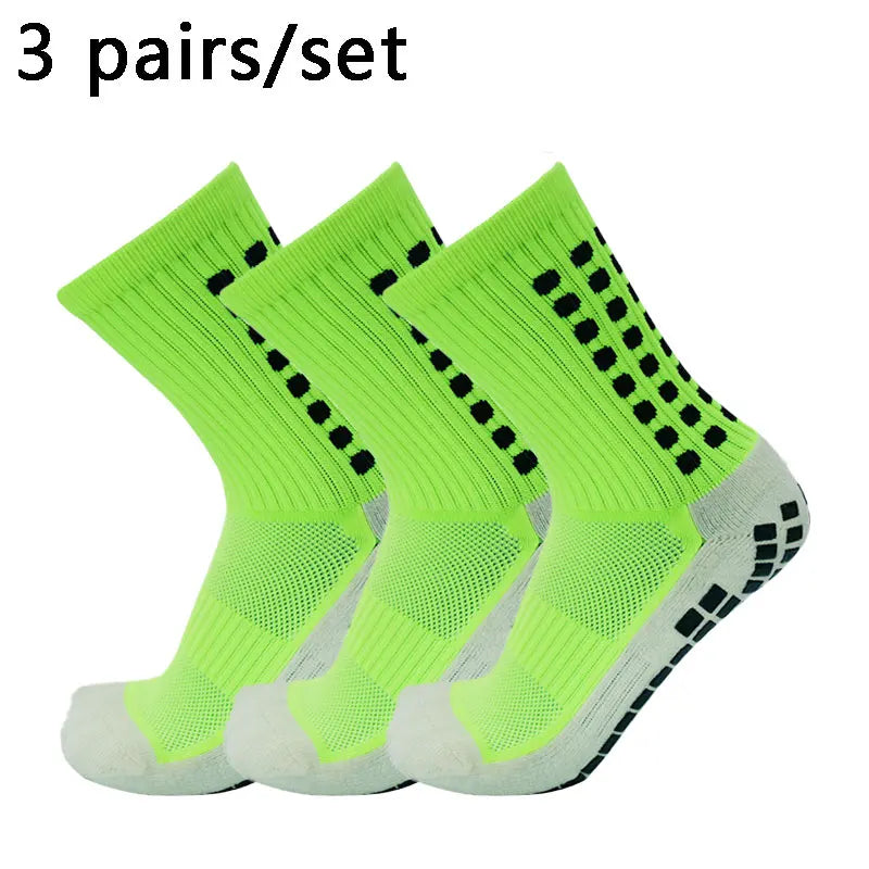 3 pairs of anti-skid classic sports socks with adhesive points, football socks Professional football training competition sports