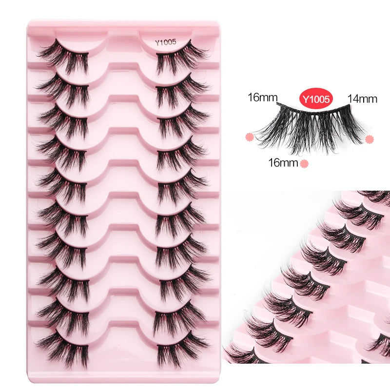 SHIDISHANGPIN 10 Pairs Half Eyelashes Natural New Faux Mink Cat Eye Lash