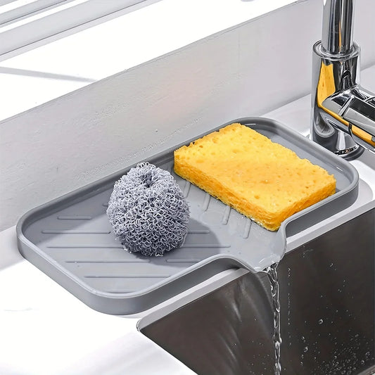 Sink Silicone Tray With Drain Soap Sponge Storage Holder Countertop Sink Scrubber Brush Soap