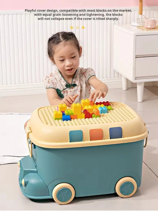 Thickened extra large capacity storage boxes household plastic children's toys to organize cartoon locomotive