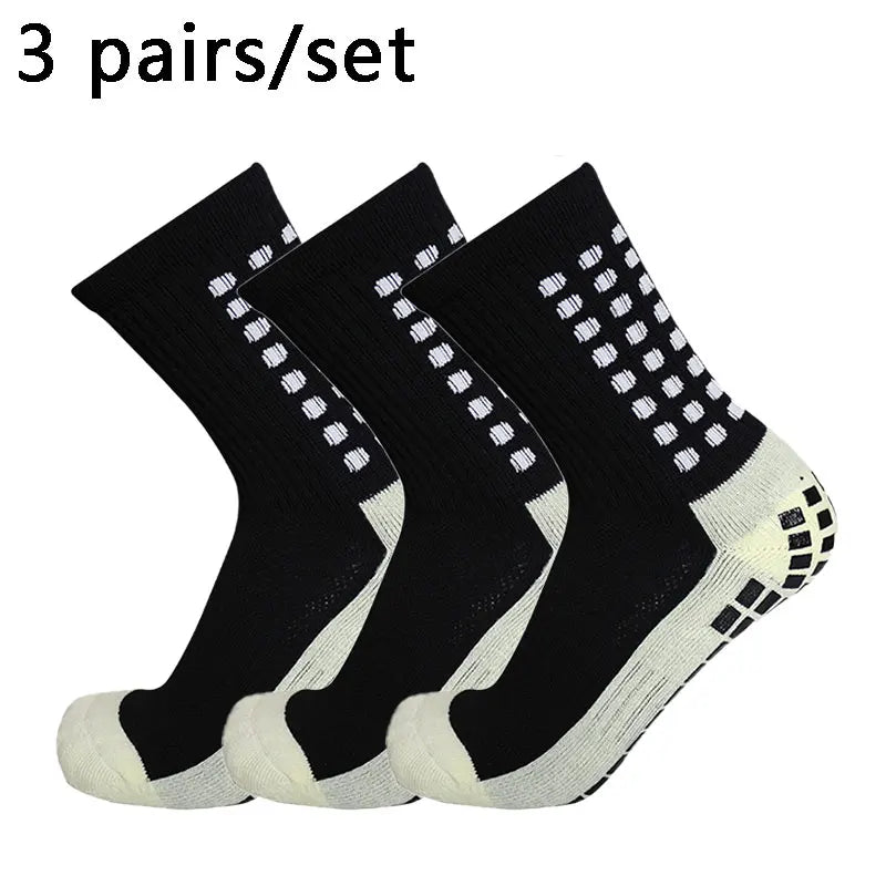 3 pairs of anti-skid classic sports socks with adhesive points, football socks Professional football training competition sports
