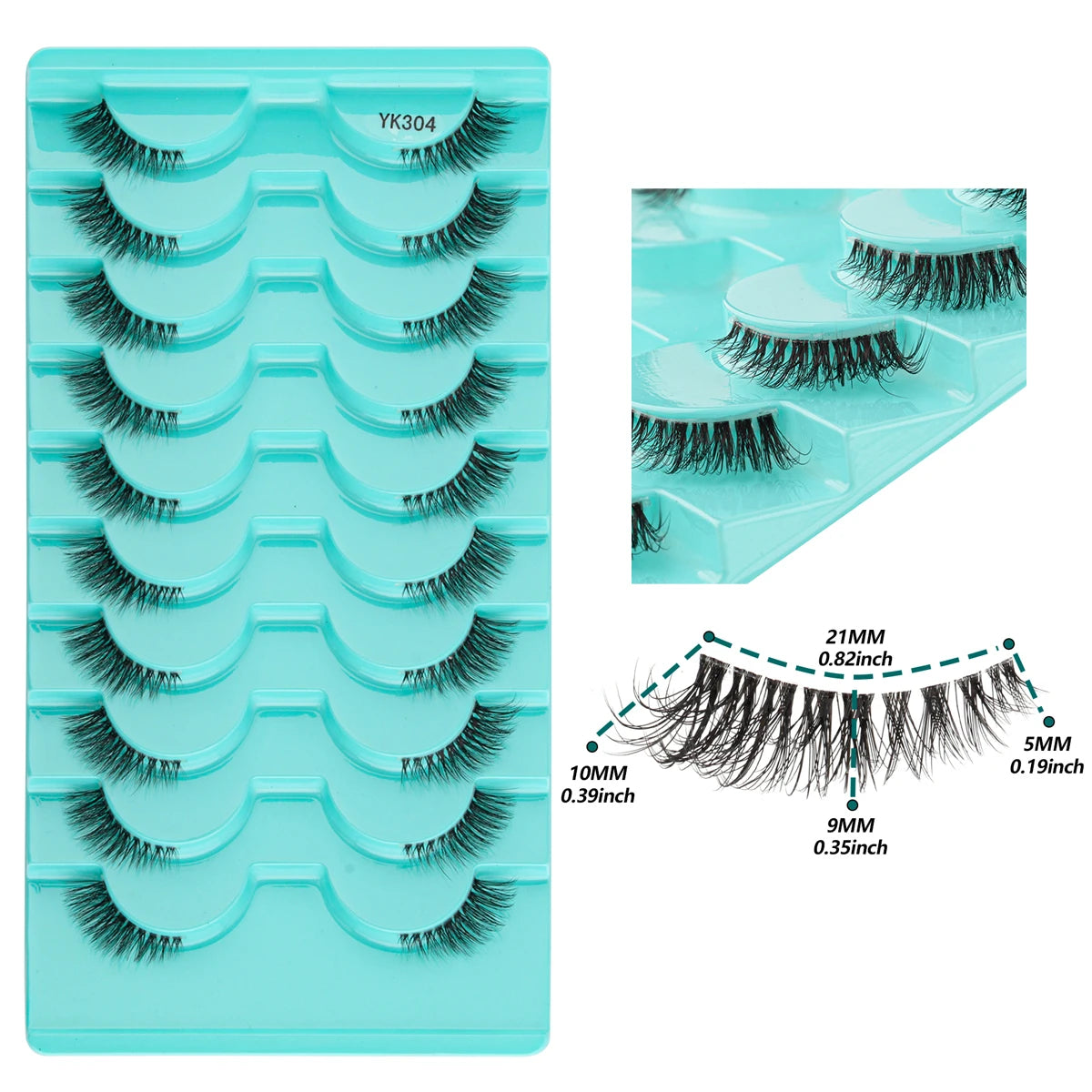 SHIDISHANGPIN 10 Pairs Half Eyelashes Natural New Faux Mink Cat Eye Lash