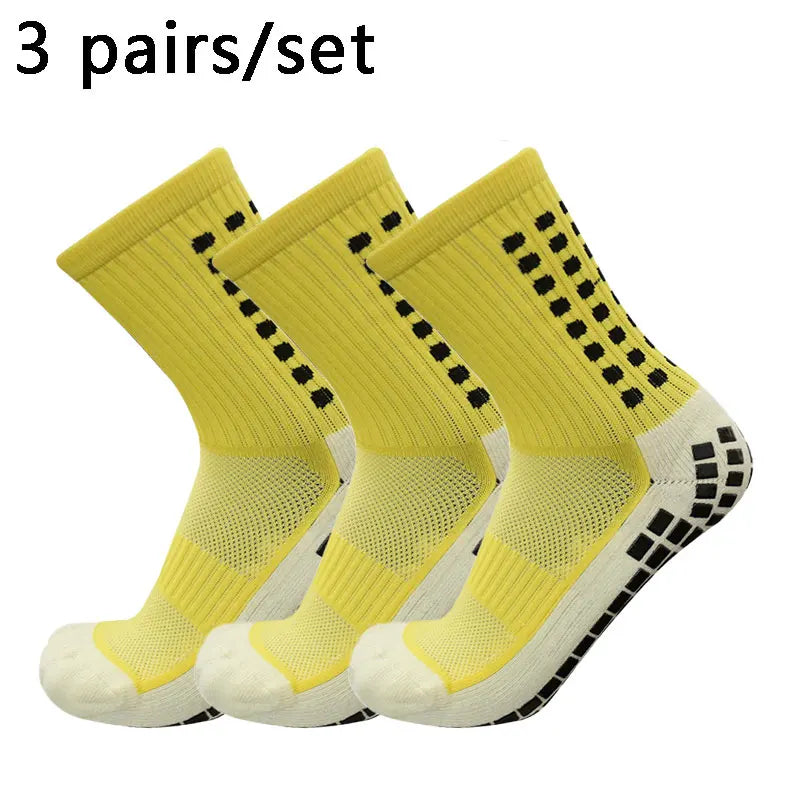 3 pairs of anti-skid classic sports socks with adhesive points, football socks Professional football training competition sports