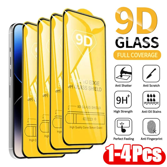 4PCS 9D Protective Tempered Glass Screen Protector