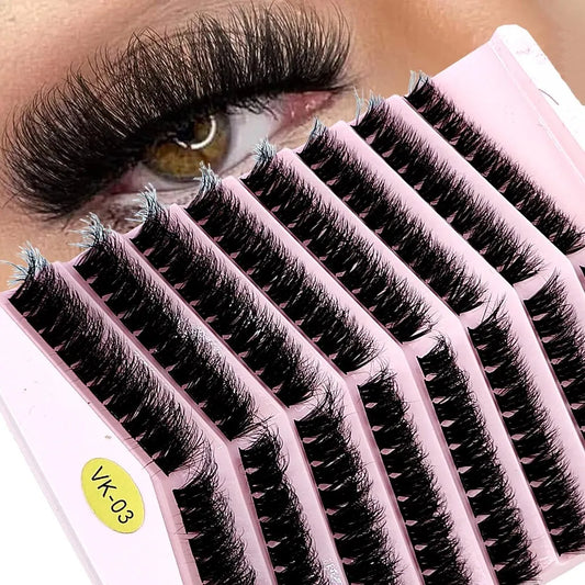 New 8 Rows Mink Eyelashes Natural Bundles Eyelash Extension 3D Russia Volume Individual Eyelash Cluster Makeup Tools