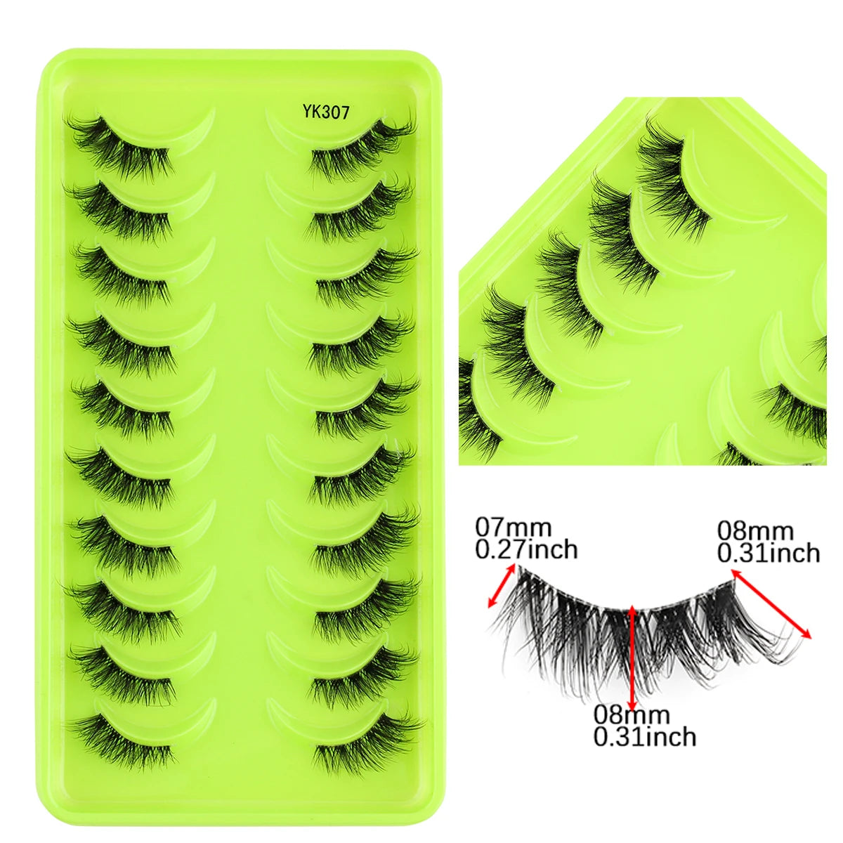 SHIDISHANGPIN 10 Pairs Half Eyelashes Natural New Faux Mink Cat Eye Lash