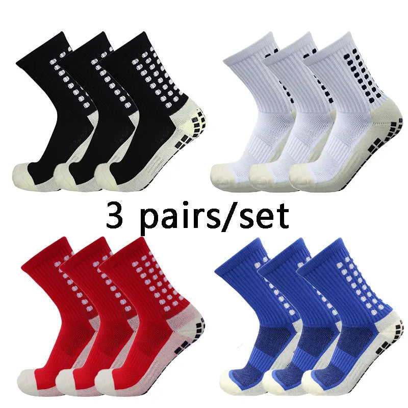 3 pairs of anti-skid classic sports socks with adhesive points, football socks Professional football training competition sports