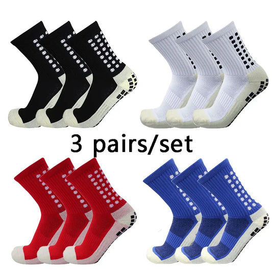 3 pairs of anti-skid classic sports socks with adhesive points, football socks Professional football training competition sports